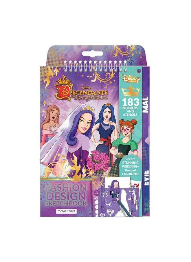 Make It Real - Disney Descendants Royal Wedding Sketchbook Fashion Design Drawing & Coloring Book For Girls Includes Descendants Royal Wedding Sketch Pages Stencils Stickers & Design - Image 1