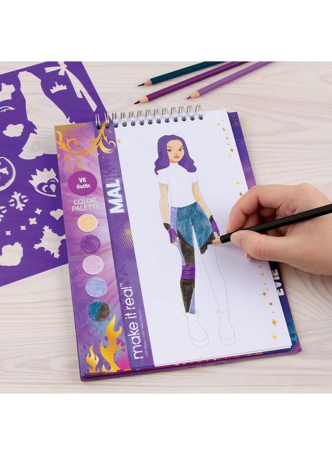 Make It Real - Disney Descendants Royal Wedding Sketchbook Fashion Design Drawing & Coloring Book For Girls Includes Descendants Royal Wedding Sketch Pages Stencils Stickers & Design - Image 1