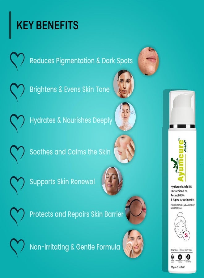Ayumcure 0.5% Retinol Night Cream | 50g | With 1% Hyaluronic Acid, 1% Glutathione & 0.5% Alpha Arbutin | Brightens, Evens Skin Tone & Reduces Dark Spots | Unisex | All Skin Types - Image 3