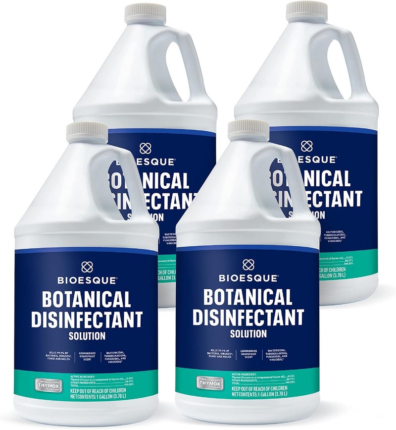 Bioesque Botanical Disinfectant Solution, Heavy Duty Broad-Spectrum Disinfectant, Kills 99.9% of Bacteria, Viruses*, Fungi, & Molds, 1 Gallon (Pack of 4) - Image 1