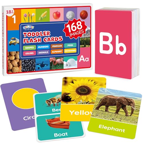BenBen Flash Cards for Toddlers 13 Rip Proof Waterproof 84 DoubleSided Educational Flashcards Alphabet Number Animal Shape Color Objects Learning Cards for Kids Age 1 2 3 4 - Image 1