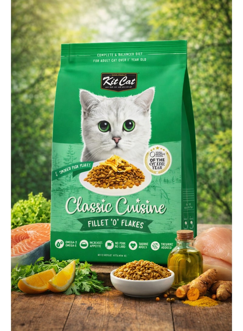 Fillet ‘O’ Flakes Complete Dry Cat Food – Premium Balanced Nutrition for Adult Cats – Crunchy Kibble with Real Meat Flakes – Healthy Digestion & Vitality Support-(1.2kg)