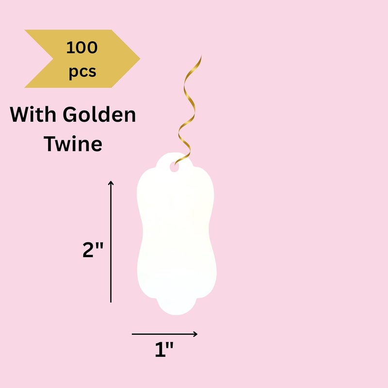 GLOBEADO White Paper Price Tags, 100 Pieces, Double-Sided, Rectangular with Gold Ribbon (Mannequin) - Image 3