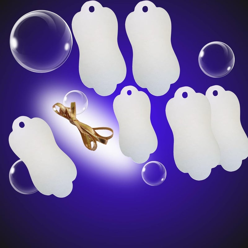 GLOBEADO White Paper Price Tags, 100 Pieces, Double-Sided, Rectangular with Gold Ribbon (Mannequin) - Image 1