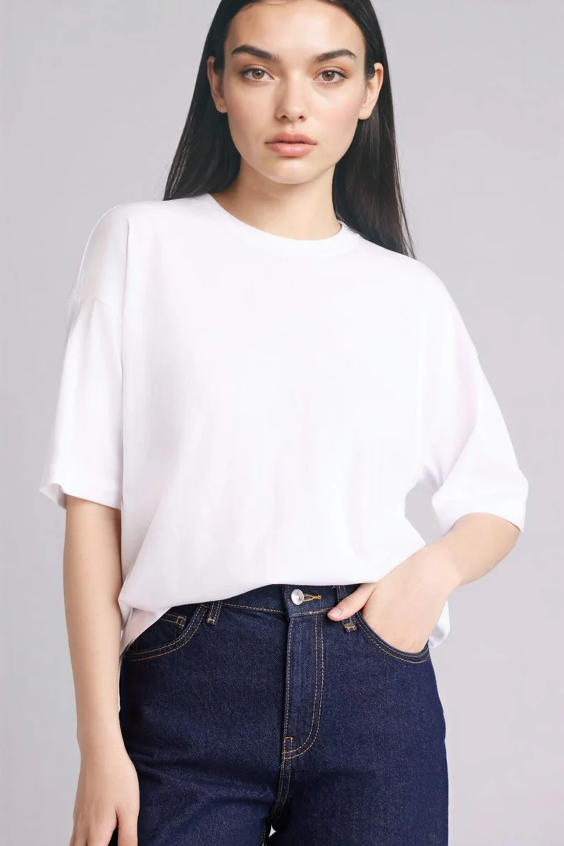 ديفاكتو Oversize Fit Crew Neck Basic Short Sleeve T-Shirt
