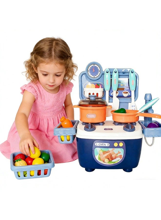 مجموعة ألعاب مطبخ مكونة من 22 قطعة، ألعاب مطبخ للأطفال الصغار مع أصوات وأضواء حقيقية، لعبة لعب الأدوار، مجموعة ألعاب طبخ وطعام، مجموعة إكسسوارات مطبخ صغيرة للأولاد والبنات - Image 1
