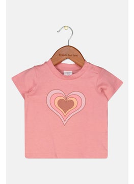 Toddlers Girl Short Sleeve Graphic T Shirt, Peach