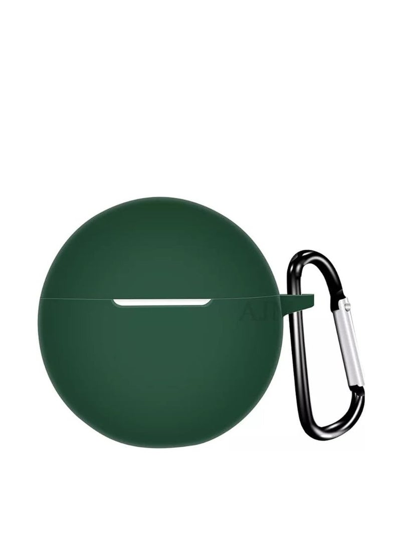 Protection Shockproof Design Soft Rubberised Case with Keychain for Oppo Enco Buds 2 (Dark Green)  - Image 1