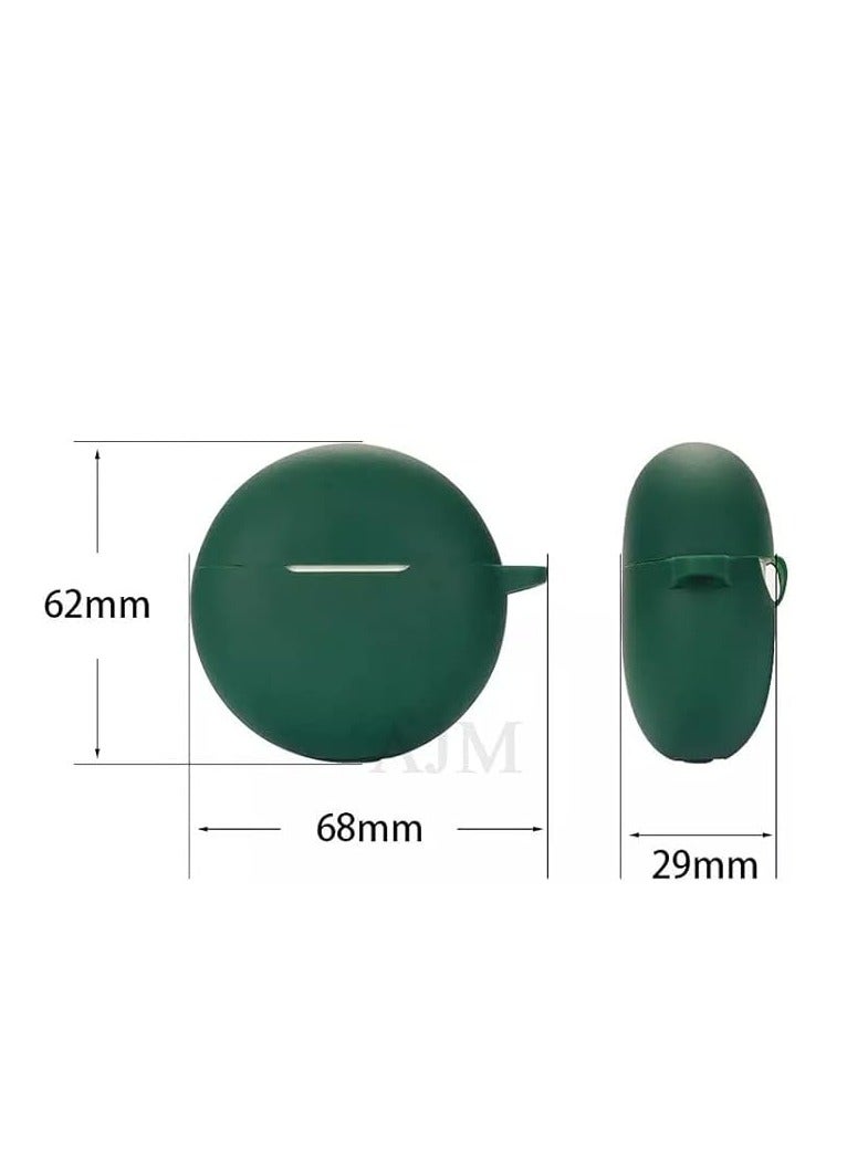 Protection Shockproof Design Soft Rubberised Case with Keychain for Oppo Enco Buds 2 (Dark Green)  - Image 2