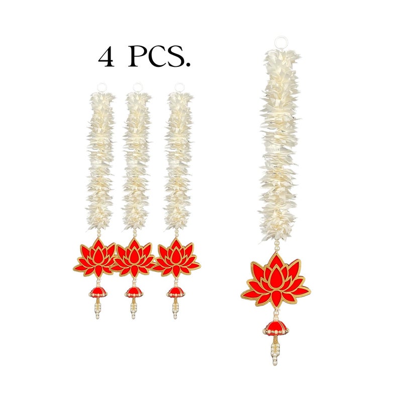 HNA GIFTING HNA GIFTING Handmade Wall Decor Lotus with jhumki Style Hanging for Home DecorDiwali DecorWedding and All Festival Decor Lotus with Floral Gajra Pack of 4  - Image 3