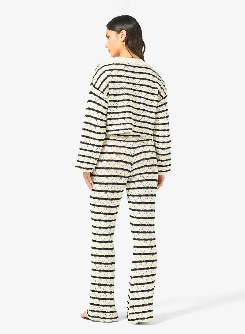 جينجر طقم محبوك مخطط