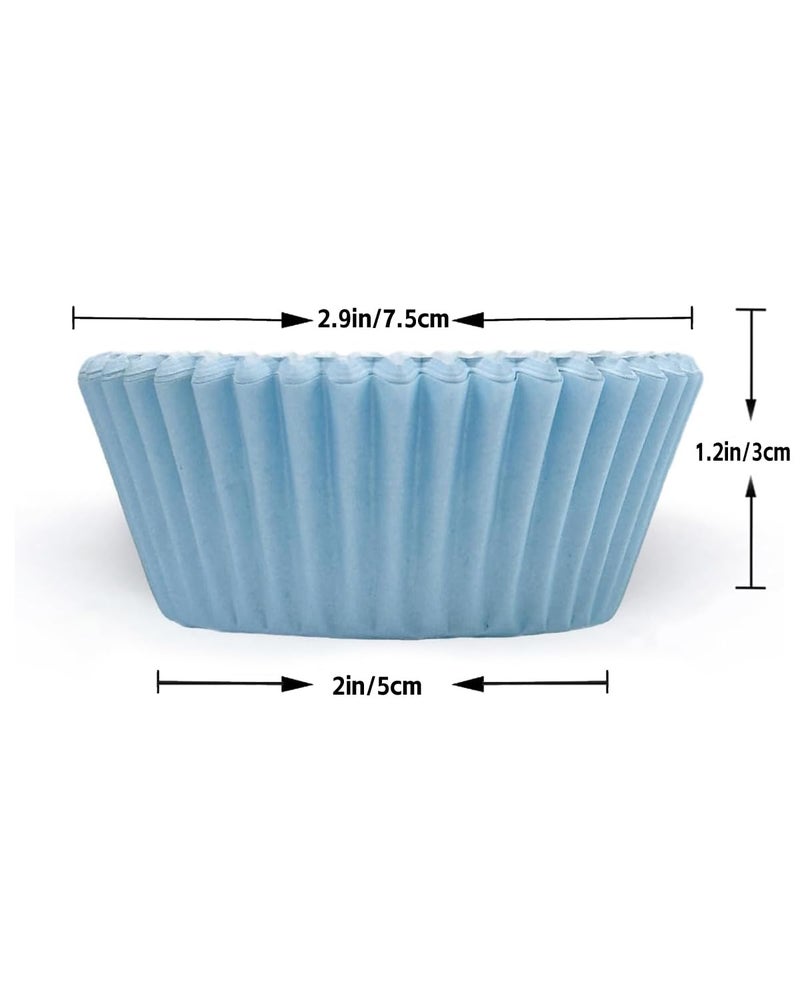 QiQee 300 Counts Cupcake Liners - Food Grade 6 Solid Blue Colors Cupcake Papers Muffin Baking Cups (Standard Size) - Image 5
