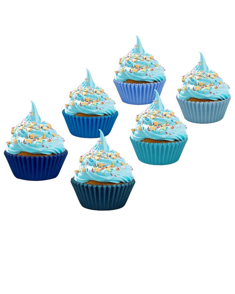 QiQee 300 Counts Cupcake Liners - Food Grade 6 Solid Blue Colors Cupcake Papers Muffin Baking Cups (Standard Size) - Image 3