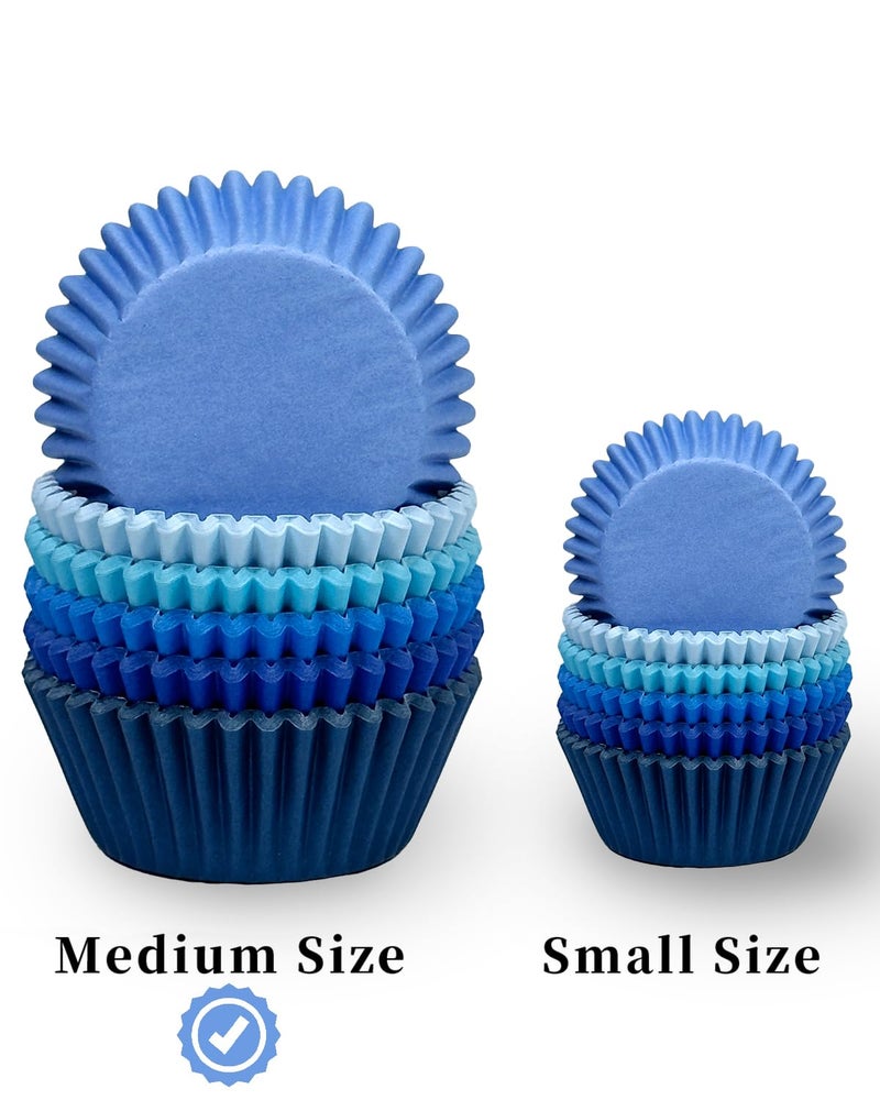 QiQee 300 Counts Cupcake Liners - Food Grade 6 Solid Blue Colors Cupcake Papers Muffin Baking Cups (Standard Size) - Image 4