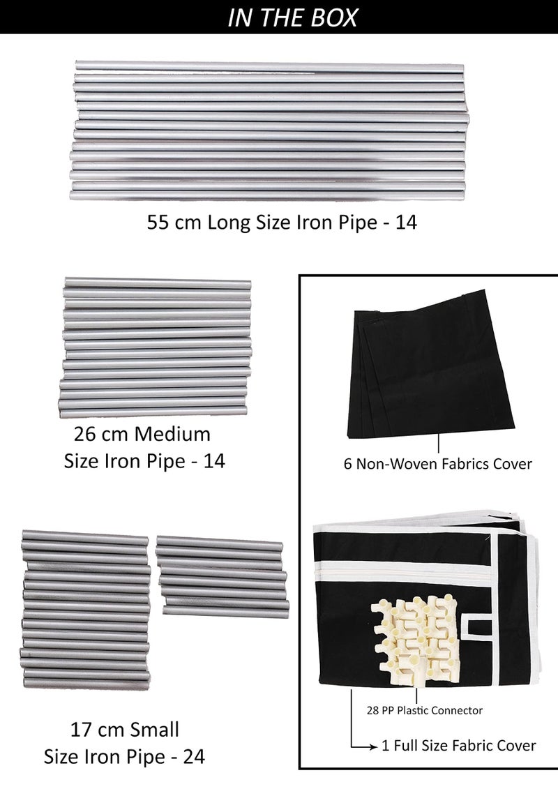 Ebee Iron Collapsible Shoe Rack (Black, 6 Shelves) 58 x 28 x 110 Centimeters - Image 4