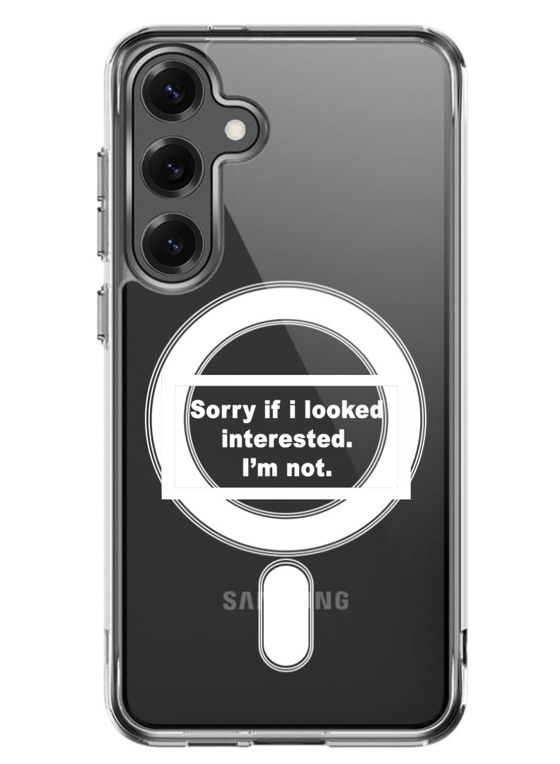 Theodor Magnetic Case for Samsung Galaxy S25 6.2-inch Compatible with MagSafe Wireless Charging, Shockproof Phone Bumper Cover Sorry if i looked - White - Image 1