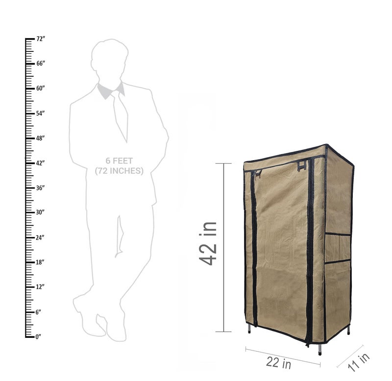 SANAMSTORE Metal 6 Tier Rack Shoe/Clothes/books stand Rack with cover for home (Need to Be Assemble - DIY) -Beige, Cm - Image 4
