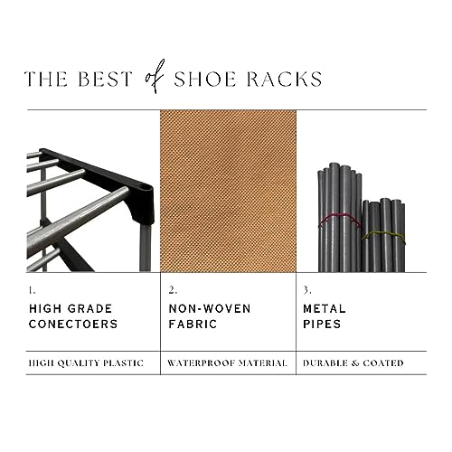 SANAMSTORE Metal 6 Tier Rack Shoe/Clothes/books stand Rack with cover for home (Need to Be Assemble - DIY) -Beige, Cm - Image 2