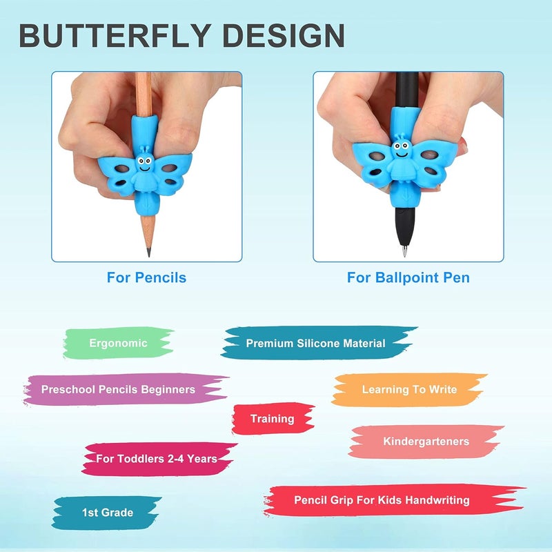 KOABBIT 8 Packs Pencil Grips - Pencil Grips for Kids Handwriting for Toddlers & Preschoolers, Pencil Holder Grip Posture Correction Training Writing Aid. - Image 5