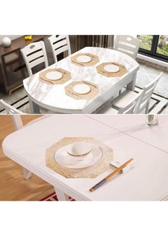 AIWANTO 6 Pieces Octagonal Design Golden Non-slip Decorative Vinyl Placemats Washable Accent Table Mats  - Image 5