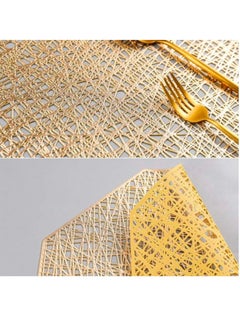 AIWANTO 6 Pieces Octagonal Design Golden Non-slip Decorative Vinyl Placemats Washable Accent Table Mats  - Image 3