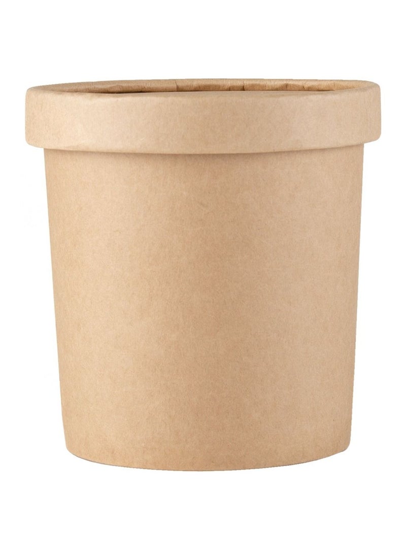 Brown Kraft Paper PE Coated Water & Oil Resistant Soup Bowl with Lid  26Oz - Image 1