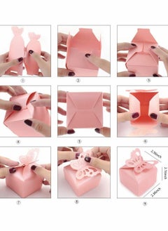 Excefore 100PCS Pink Butterfly Favor Boxes, Butterfly Candy Box Decoration Party Wedding Birthday Small Butterfly Gift Boxes for Engagement Parties, Birthday Parties, Anniversaries and Holiday Gatherings(Pink)  - Image 4