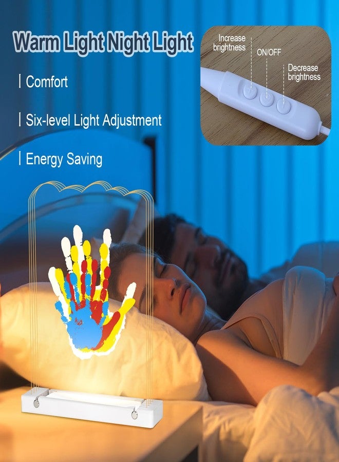 Bixinyo Family Handprint Kit with Light, Baby Hand and Footprint Kit, Family Gifts for New Parents, Christmas, Adoption, Baby Shower New Mom Gifts, Wooden Craft Keepsake (White) - Image 2
