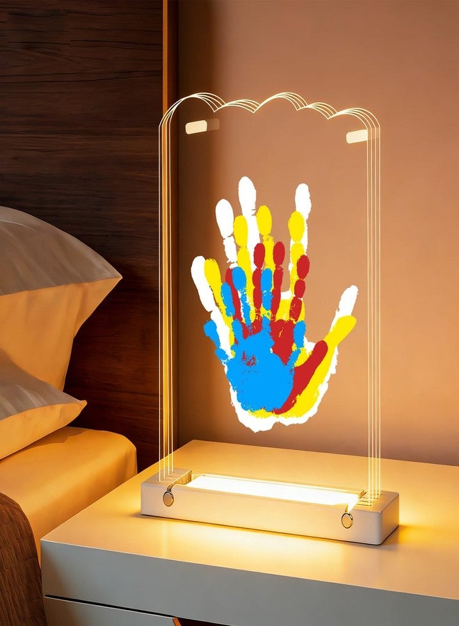 Bixinyo Family Handprint Kit with Light, Baby Hand and Footprint Kit, Family Gifts for New Parents, Christmas, Adoption, Baby Shower New Mom Gifts, Wooden Craft Keepsake (White) - Image 1