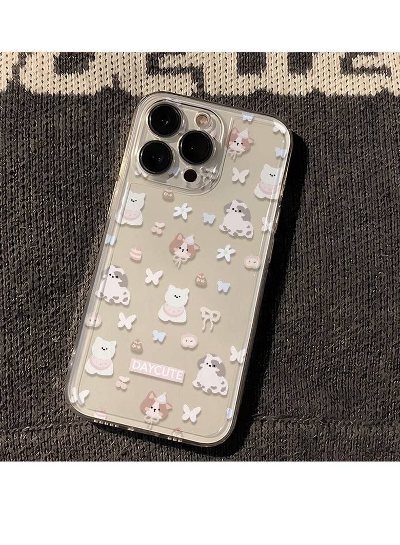 Full-Screen Puppies and Kittens Collection Transparent Case for iPhone 16 Pro Max – Cute, Shockproof, Stylish - Image 1