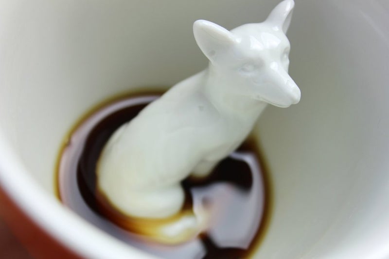Creature Cups FOX Ceramic Cup (11 Ounce, Red Orange) - Hidden 3D Woodland Animal Inside Mug Emerges As You Drink - Holiday, Birthday, Housewarming Drinkware Gift for Coffee & Tea Lovers - Image 3
