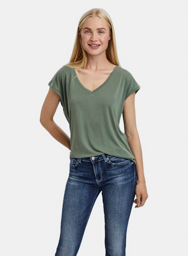 VERO MODA VERO MODA Womens Filli Shortsleeve V-Neck Tee  - Image 3