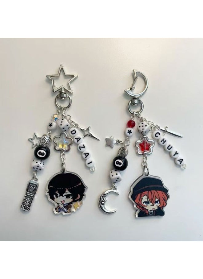 Generic - BSD Dazai Osamu and Chuuay Keychain Bungou Stray Dogs Soukoku Inspiration Keychain-Color:WHITE - Image 1
