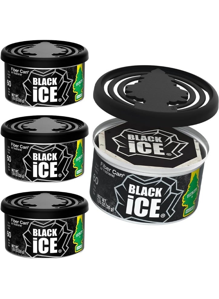 ليتل تريز معطر جو للسيارة من ليتل تريز مصنوع من الألياف مع غطاء قابل للتعديل للحصول على القوة المطلوبة للسيارة أو المنزل - لون أسود ثلجي، عبوة من 4 قطع - Image 1