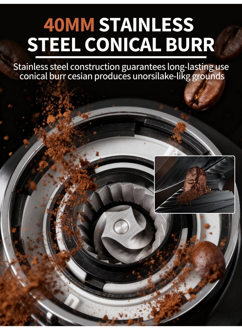 بريتيل V60 مطحنة قهوة كهربائية مخروطية الشكل بسعة 1-8 أكواب 34 قابلة للتعديل لقهوة الإسبريسو التركية V60 للاستخدام المنزلي والمكتب وركن القهوة - Image 3