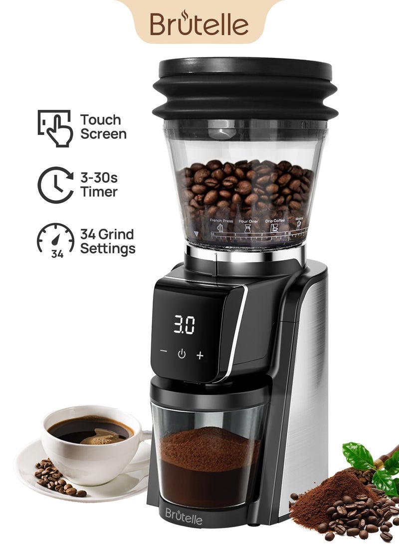 بريتيل V60 مطحنة قهوة كهربائية مخروطية الشكل بسعة 1-8 أكواب 34 قابلة للتعديل لقهوة الإسبريسو التركية V60 للاستخدام المنزلي والمكتب وركن القهوة - Image 1