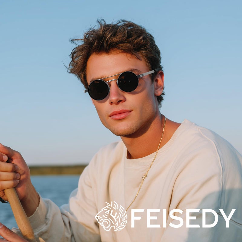 FEISEDY Adjustable Tint Aviator Polarized Sunglasses, 1-9 Gear Manual Dimming, Steampunk Round ND Filter Lenses UV400 B0319 - Image 2