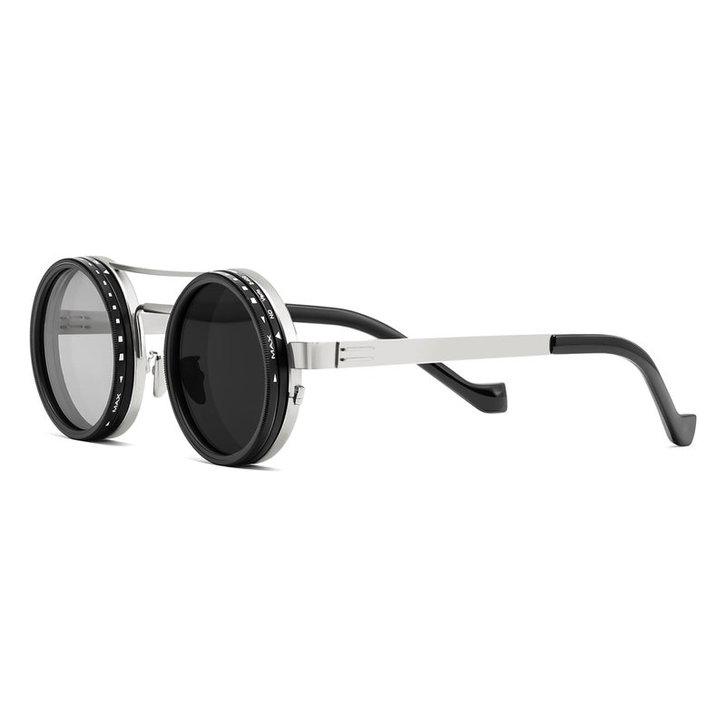 FEISEDY Adjustable Tint Aviator Polarized Sunglasses, 1-9 Gear Manual Dimming, Steampunk Round ND Filter Lenses UV400 B0319 - Image 1