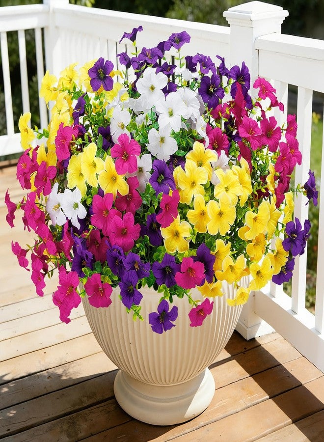 Besteek 20 Bundles Artificial Petunias Flowers for Outdoors, Faux Silk Flowers UV Resistant Realistic Fake Plants for Outside Planters Porch Patio Yard Garden Spring Summer Home Decor, Multicolor - Image 1