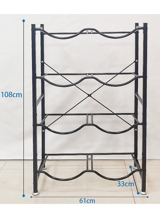 RollsTimi  5 Gallon Water Bottle Holder, 4 Tiers Black Double Row Heavy Duty Water Cooler Jug Rack, Water Rack with 8 Slots for Home Kitchen - Image 4