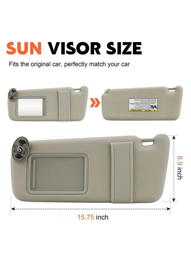 ILONPA Beige Driver Left Side Sun Visor Replacement Compatible with 2007 2008 2009 2010 2011 Toyota Camry Without Sunroof Replace 74320-06780-B0, 74320-33B81-B0 - Image 2