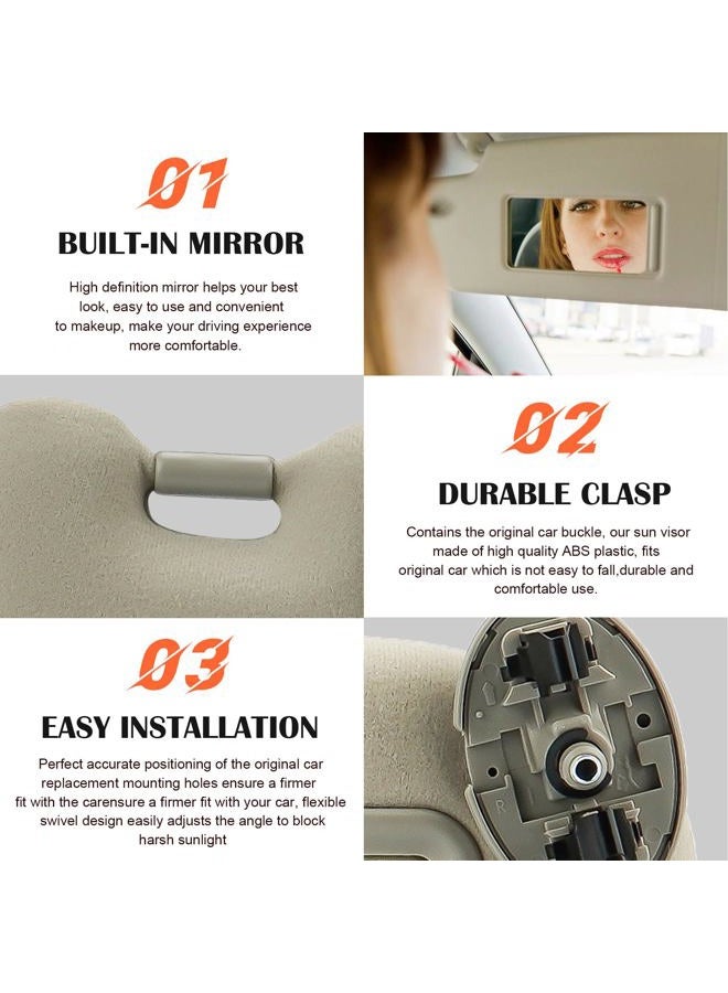 ILONPA Beige Driver Left Side Sun Visor Replacement Compatible with 2007 2008 2009 2010 2011 Toyota Camry Without Sunroof Replace 74320-06780-B0, 74320-33B81-B0 - Image 4