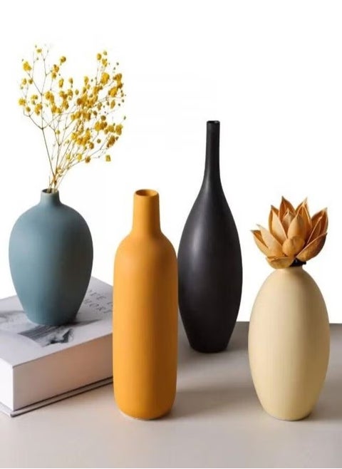 Four Sets Of Ceramic Vases In Multicolor