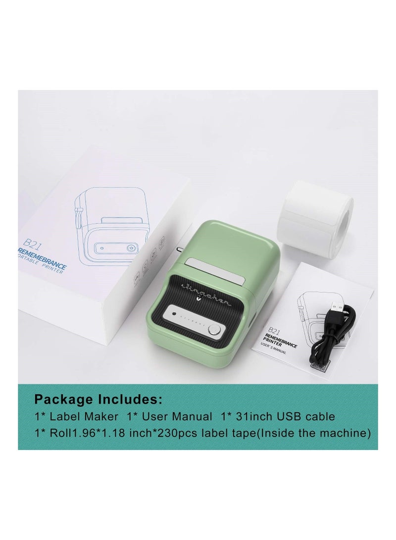 Label Printer Label Maker Machine with 1 Roll Free Tape B21 Vintage 2 inches Width Business Thermal Label Printer Price Gun Shipping Label Tag Writer for Home Office Commercial Use (Green) - Image 5