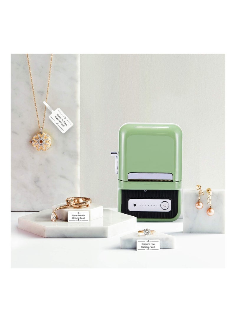 Label Printer Label Maker Machine with 1 Roll Free Tape B21 Vintage 2 inches Width Business Thermal Label Printer Price Gun Shipping Label Tag Writer for Home Office Commercial Use (Green) - Image 4