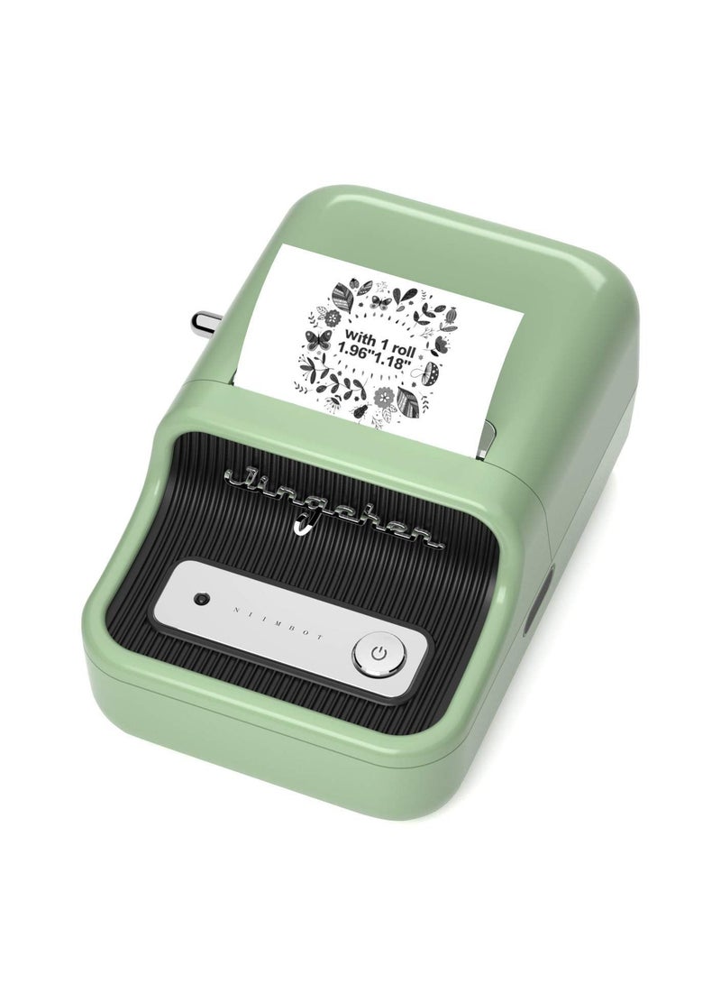 Label Printer Label Maker Machine with 1 Roll Free Tape B21 Vintage 2 inches Width Business Thermal Label Printer Price Gun Shipping Label Tag Writer for Home Office Commercial Use (Green) - Image 1