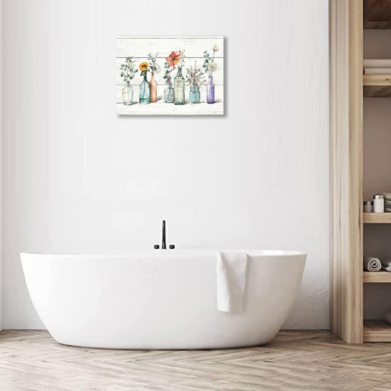 remzoke Rustic Floral Canvas Wall Art - Image 3