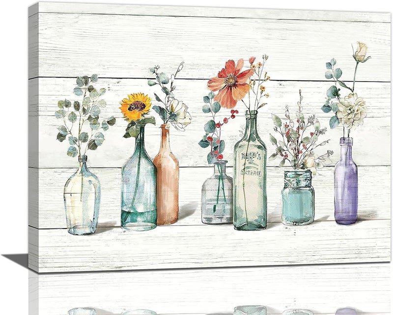 remzoke Rustic Floral Canvas Wall Art - Image 1