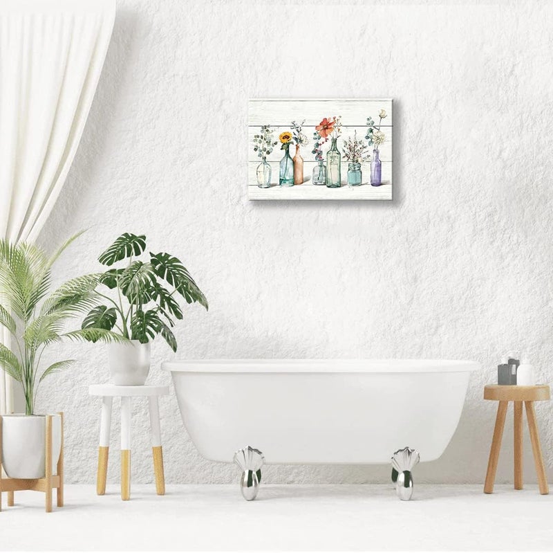 remzoke Rustic Floral Canvas Wall Art - Image 2