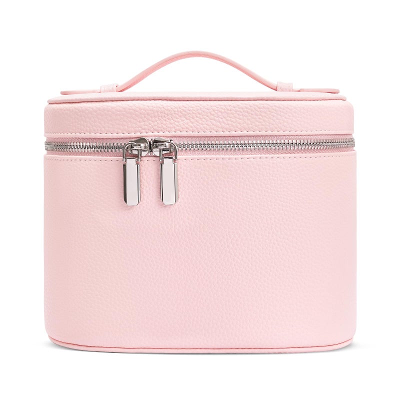 idoltimes Cosmetic Case, Leather Makeup Bag, Portable Handheld Makeup Case, Detachable Compartments - Image 1